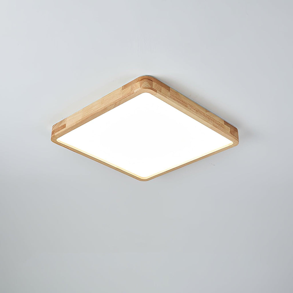 Wooden Geometric Flush Mount LED Ceiling Light