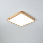 Wooden Geometric Flush Mount LED Ceiling Light