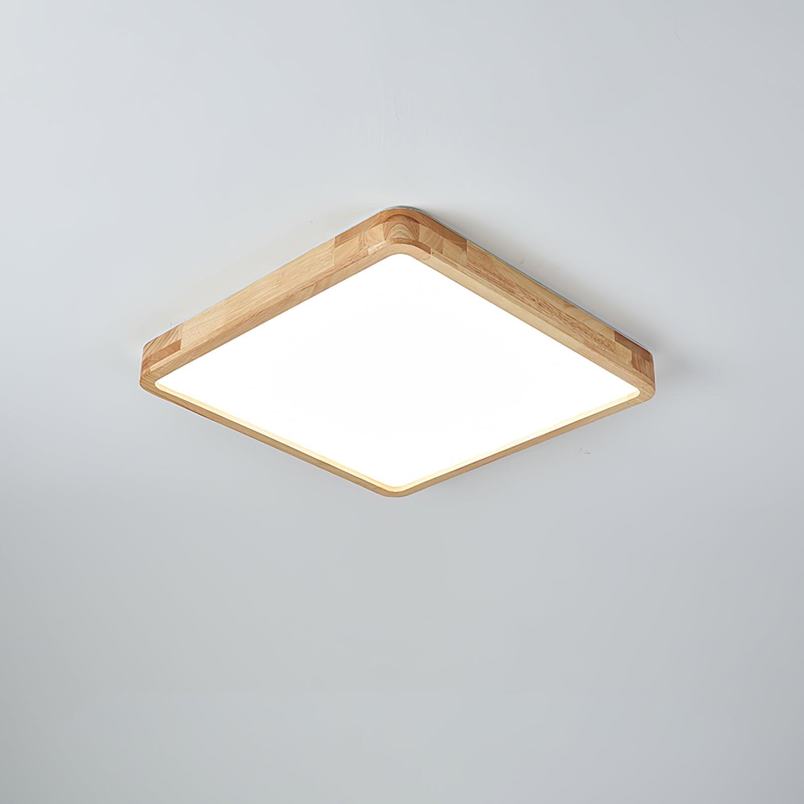 Wooden Geometric Flush Mount LED Ceiling Light