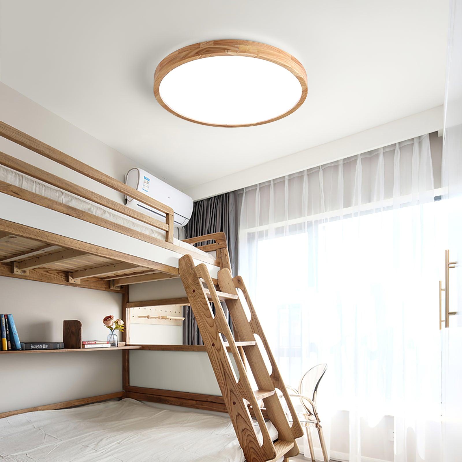Wooden Geometric Flush Mount LED Ceiling Light