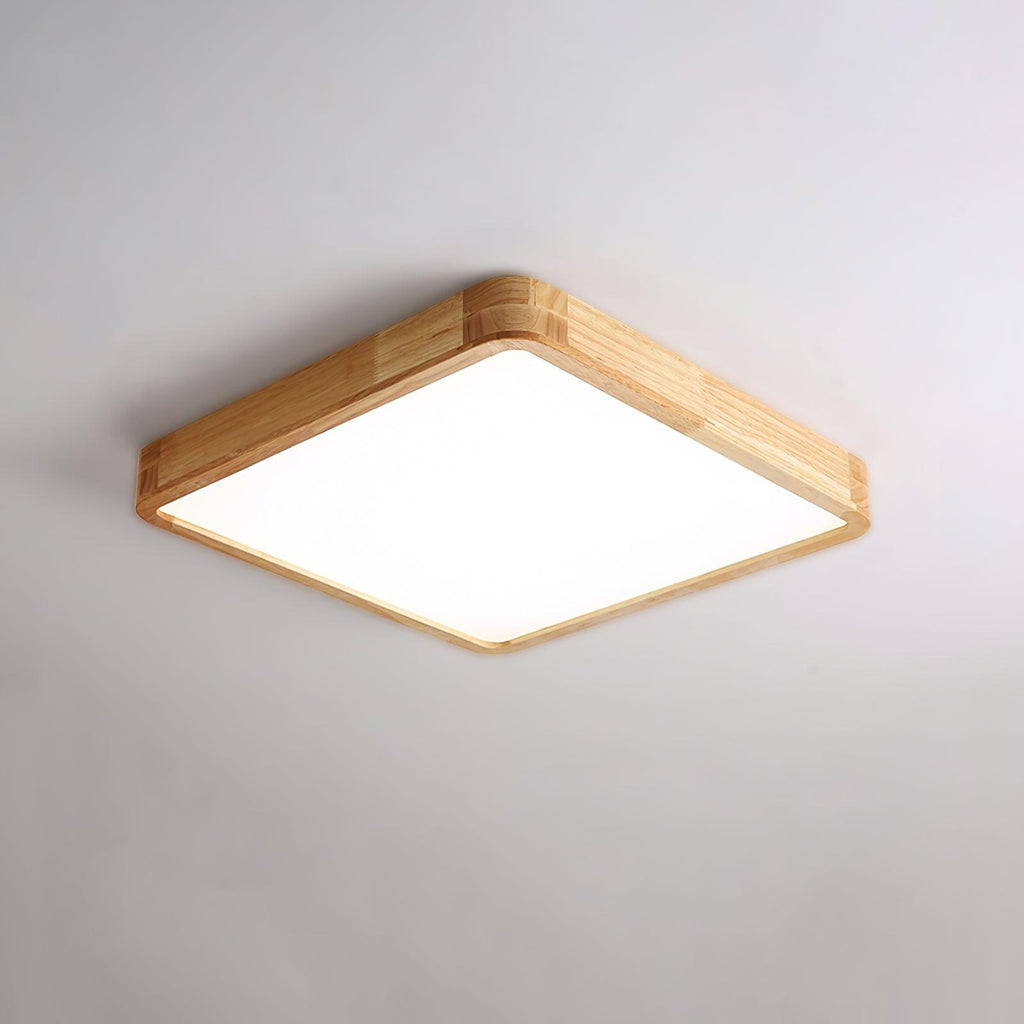 Wooden Geometric Flush Mount LED Ceiling Light
