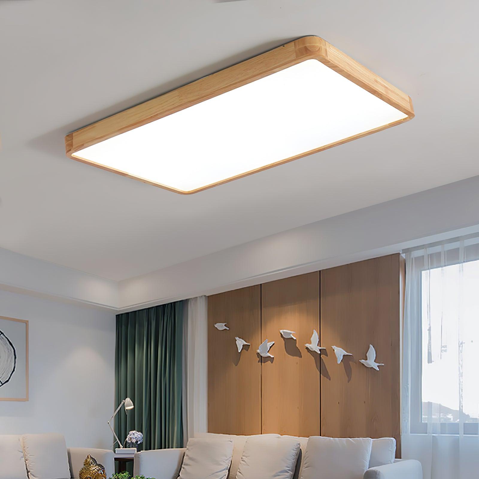 Wooden Geometric Flush Mount LED Ceiling Light