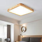 Wooden Geometric Flush Mount LED Ceiling Light