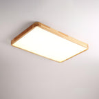 Wooden Geometric Flush Mount LED Ceiling Light