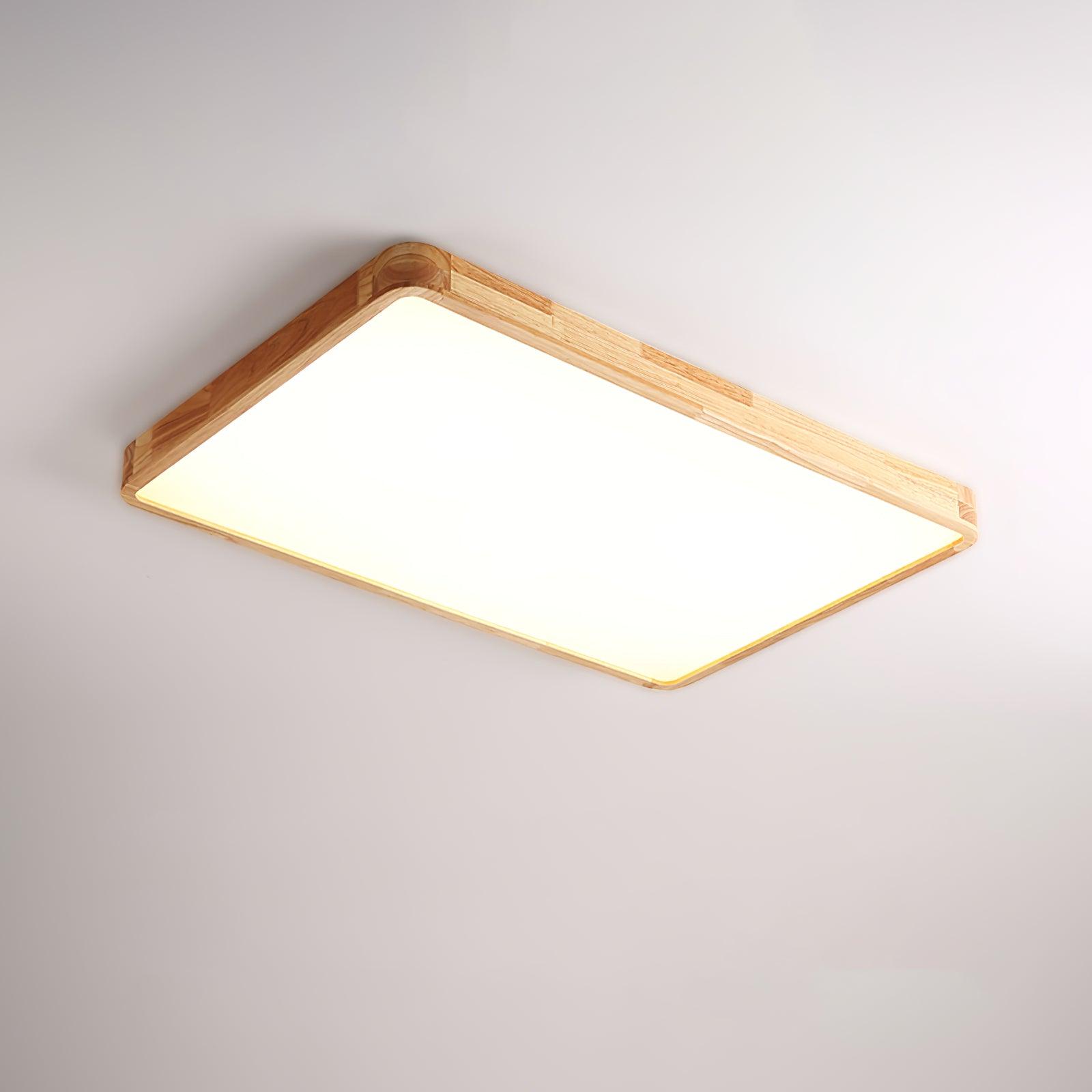 Wooden Geometric Flush Mount LED Ceiling Light