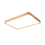 Wooden Geometric Flush Mount LED Ceiling Light