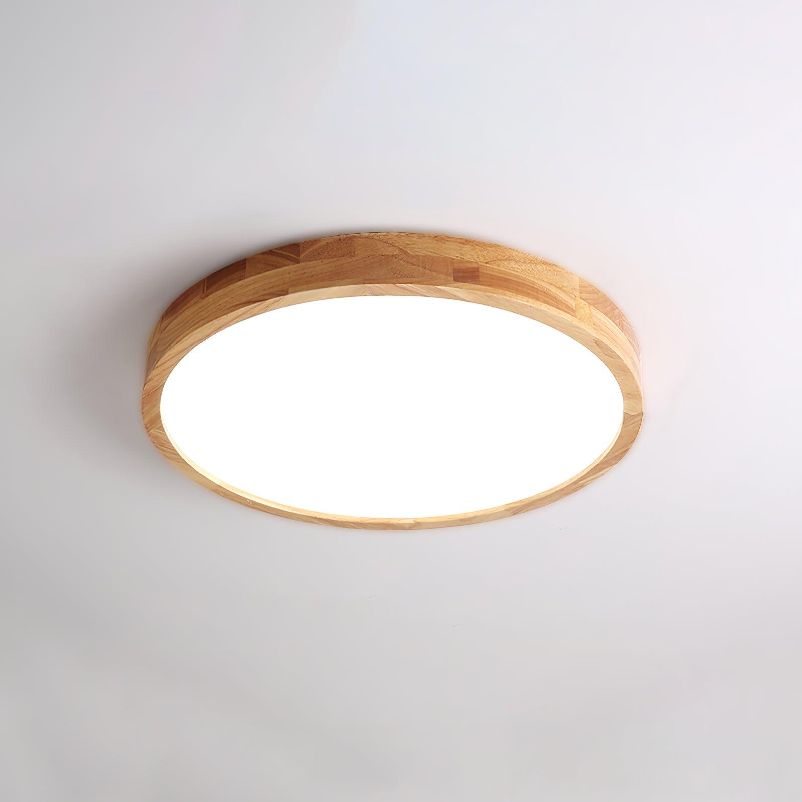 Wooden Geometric Flush Mount LED Ceiling Light