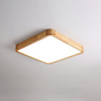 Wooden Geometric Flush Mount LED Ceiling Light