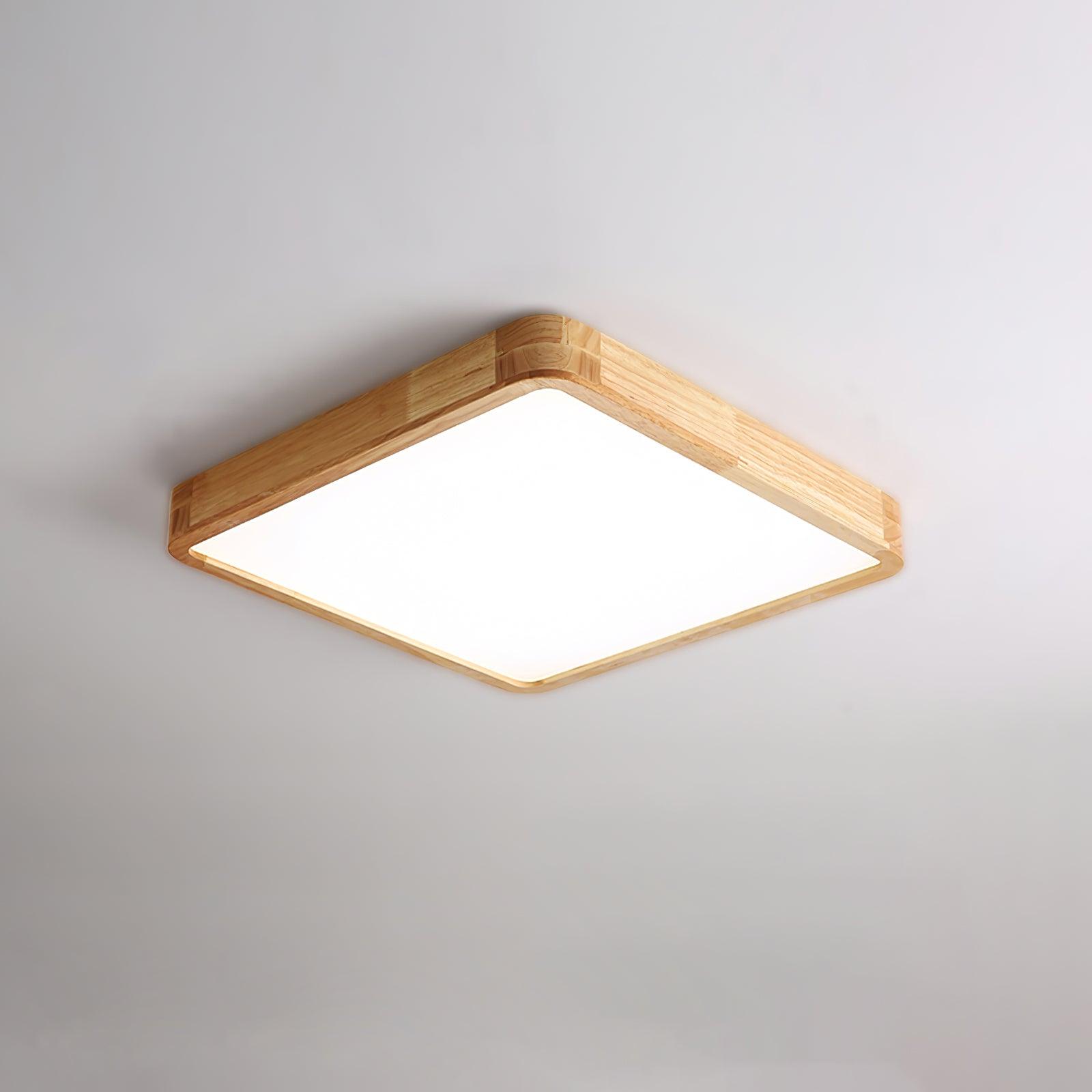 Wooden Geometric Flush Mount LED Ceiling Light