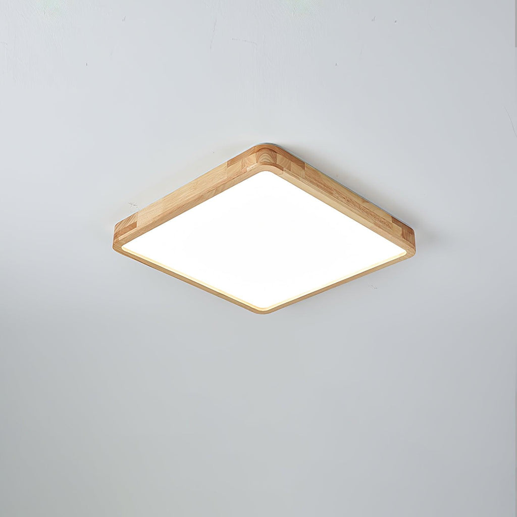 Wooden Geometric Flush Mount LED Ceiling Light