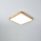 Wooden Geometric Flush Mount LED Ceiling Light