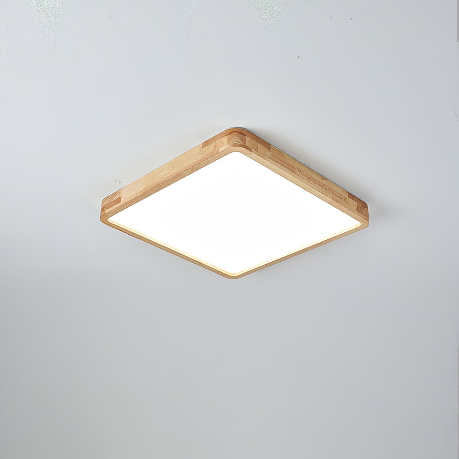 Wooden Geometric Flush Mount LED Ceiling Light