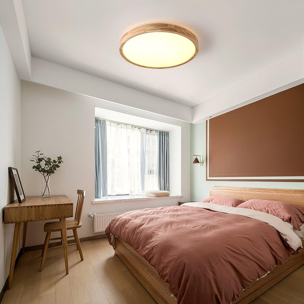 Scandinavian Wood Flush Mount Ceiling Light With Dimmable Remote — Harbor Light Co.