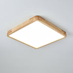 Wooden Geometric Flush Mount LED Ceiling Light