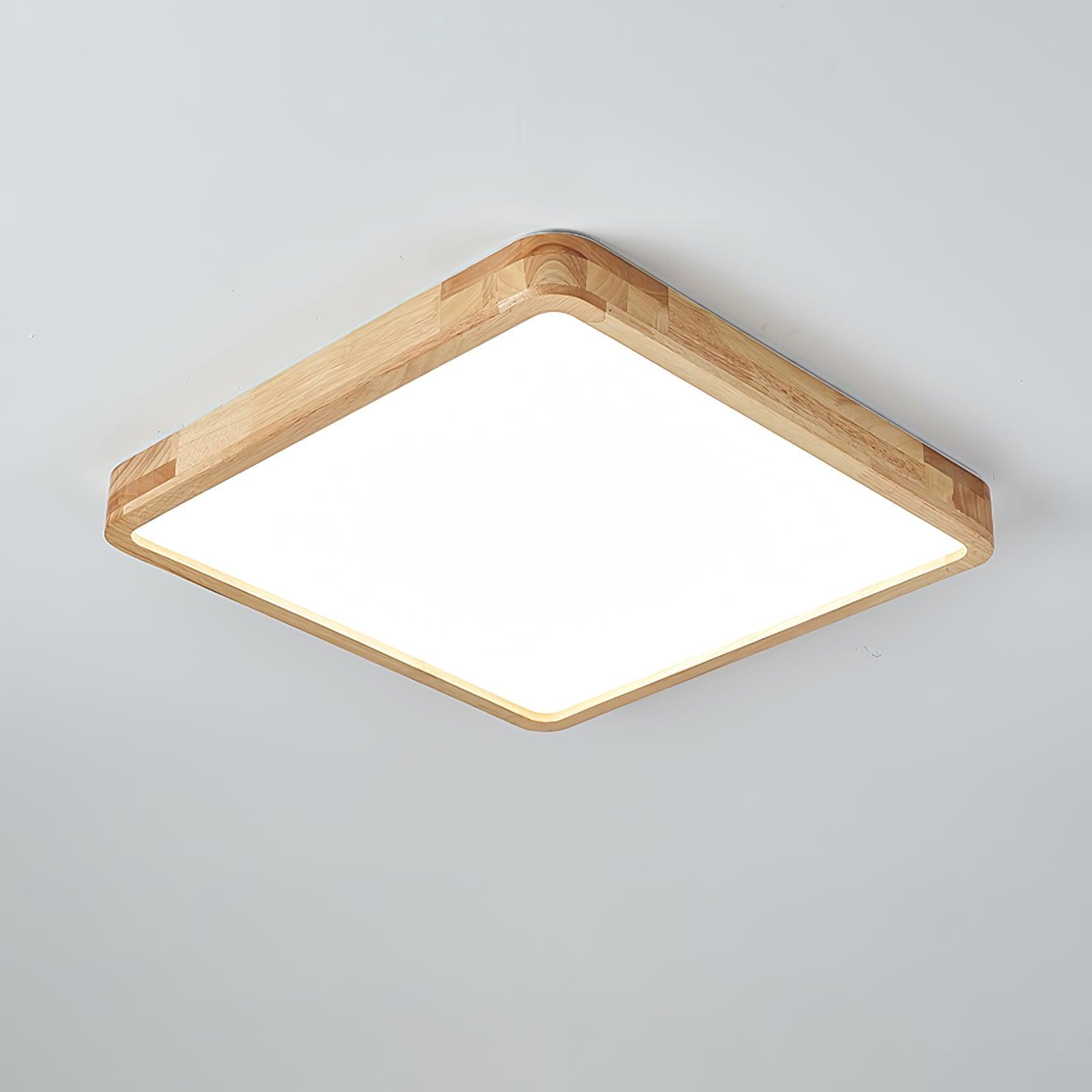Wooden Geometric Flush Mount LED Ceiling Light