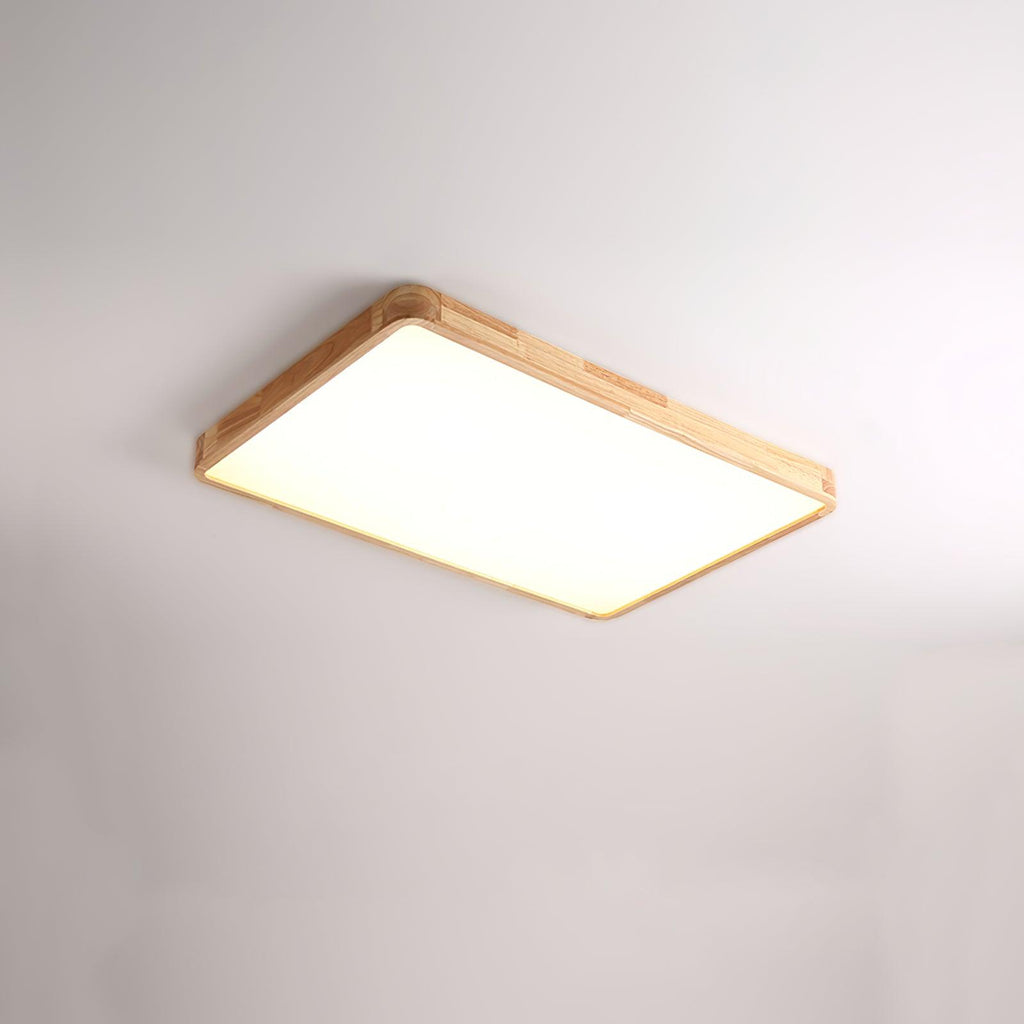Wooden Geometric Flush Mount LED Ceiling Light