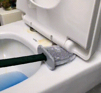 Silicone Toilet Brush with Quick Drying Holder Flexible Flat Brush Head Hygienic Bathroom Cleaning Brush Set