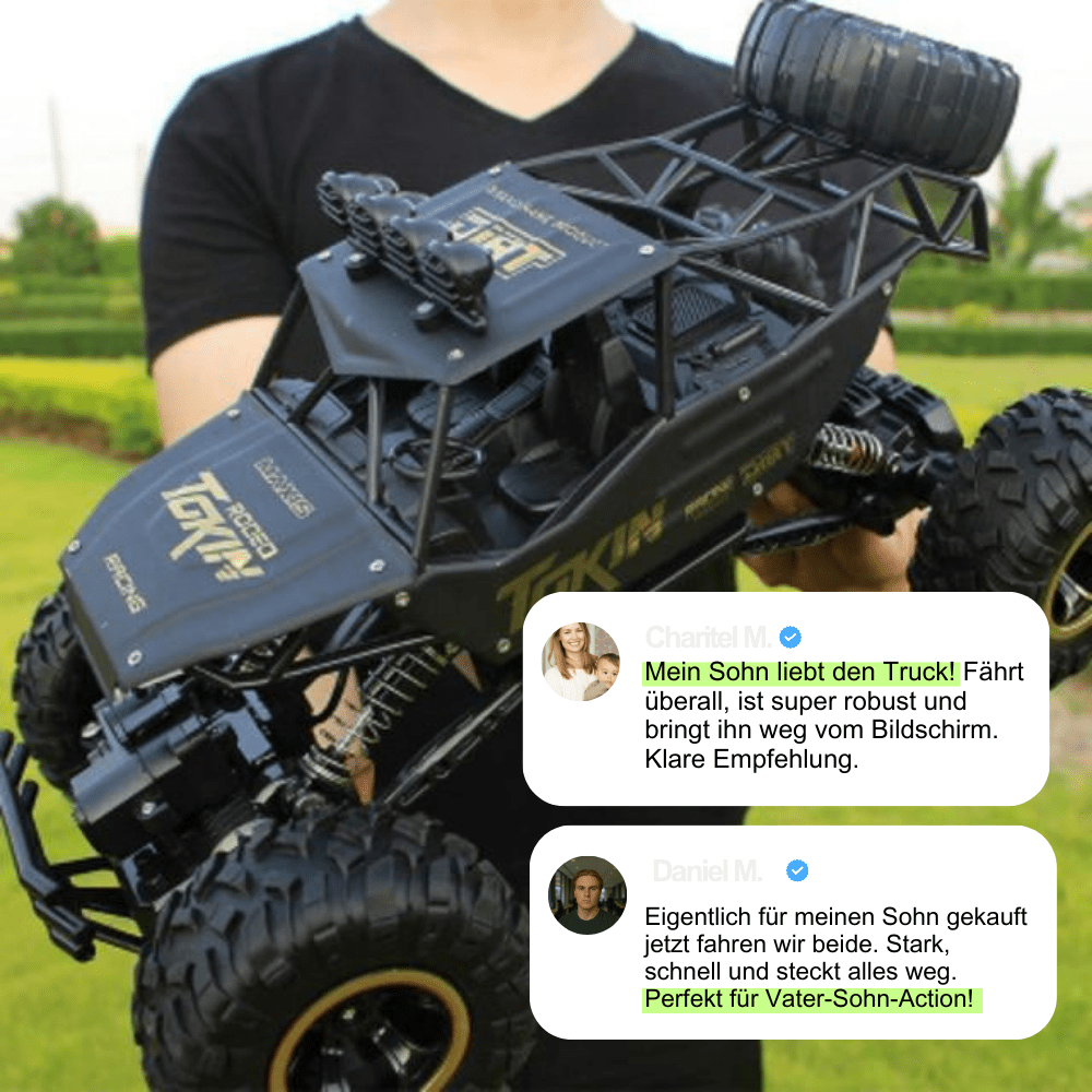 Remote Control Monster Truck Off-Road RC Rock Crawler Car with Rubber Tires Rechargeable Battery and Remote for Kids and Adults All Terrain Toy Truck