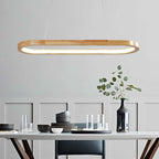 Contemporary Oval Wooden Pendant Light with Integrated Ring Diffuser