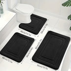 Memory Foam Bath Mat Set Absorbent Non-Slip Bathroom Rugs with U-Shaped Toilet Mat Machine Washable Three Piece Set