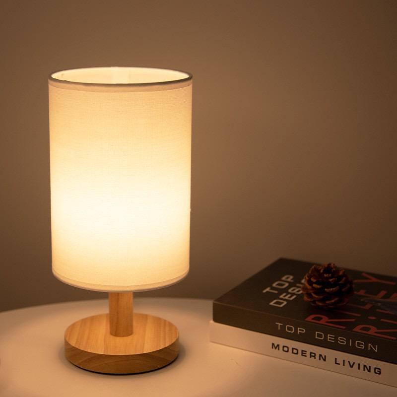 Modern Wood Table Lamp With Linen Shade — Harbor Light Co.