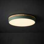 Round Flush Mount Ceiling Light with Wood Trim