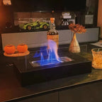 Portable Bioethanol Tabletop Fireplace with Tempered Glass Smokeless Indoor Outdoor Table Fire Pit