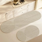Absorbent Diatomite Kitchen and Bath Mat with Non Slip Backing and Line Print