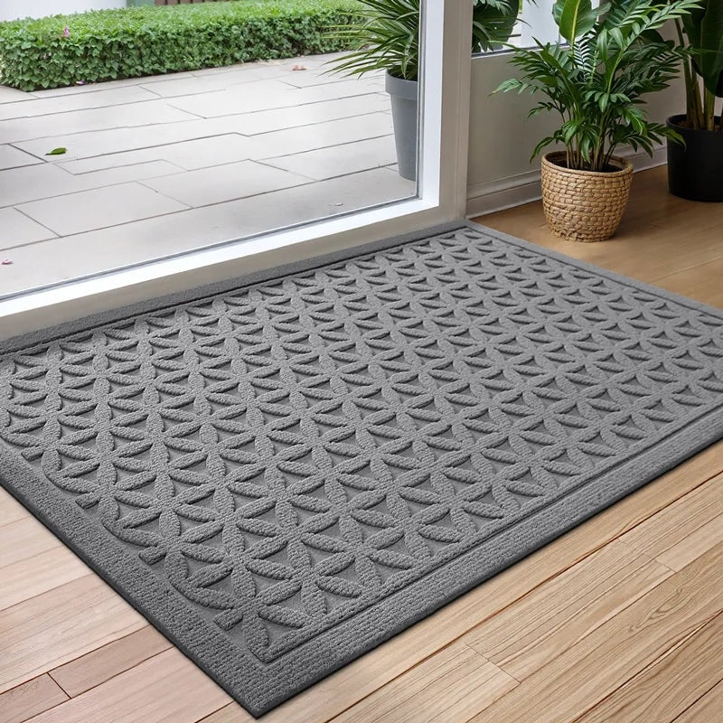 Absorbent Non Slip Door Mat with Woven Pattern for Indoor and Outdoor Entrance