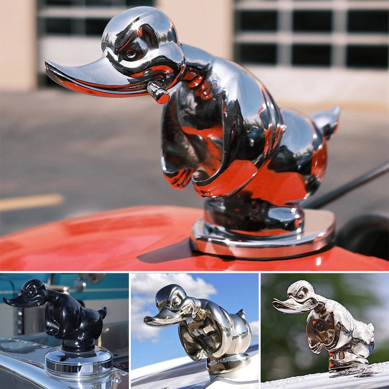 Angry Rubber Duck Hood Ornament Chrome Car and Truck Emblem