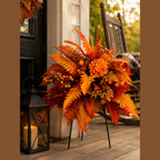 Artificial Fall Floral Garden Stake Arrangement with Metal Stand for Porch