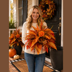 Artificial Fall Floral Garden Stake Arrangement with Metal Stand for Porch