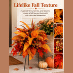 Artificial Fall Floral Garden Stake Arrangement with Metal Stand for Porch