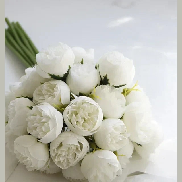 Artificial Silk Peony Bouquet with Realistic Blooms for Vases and Weddings