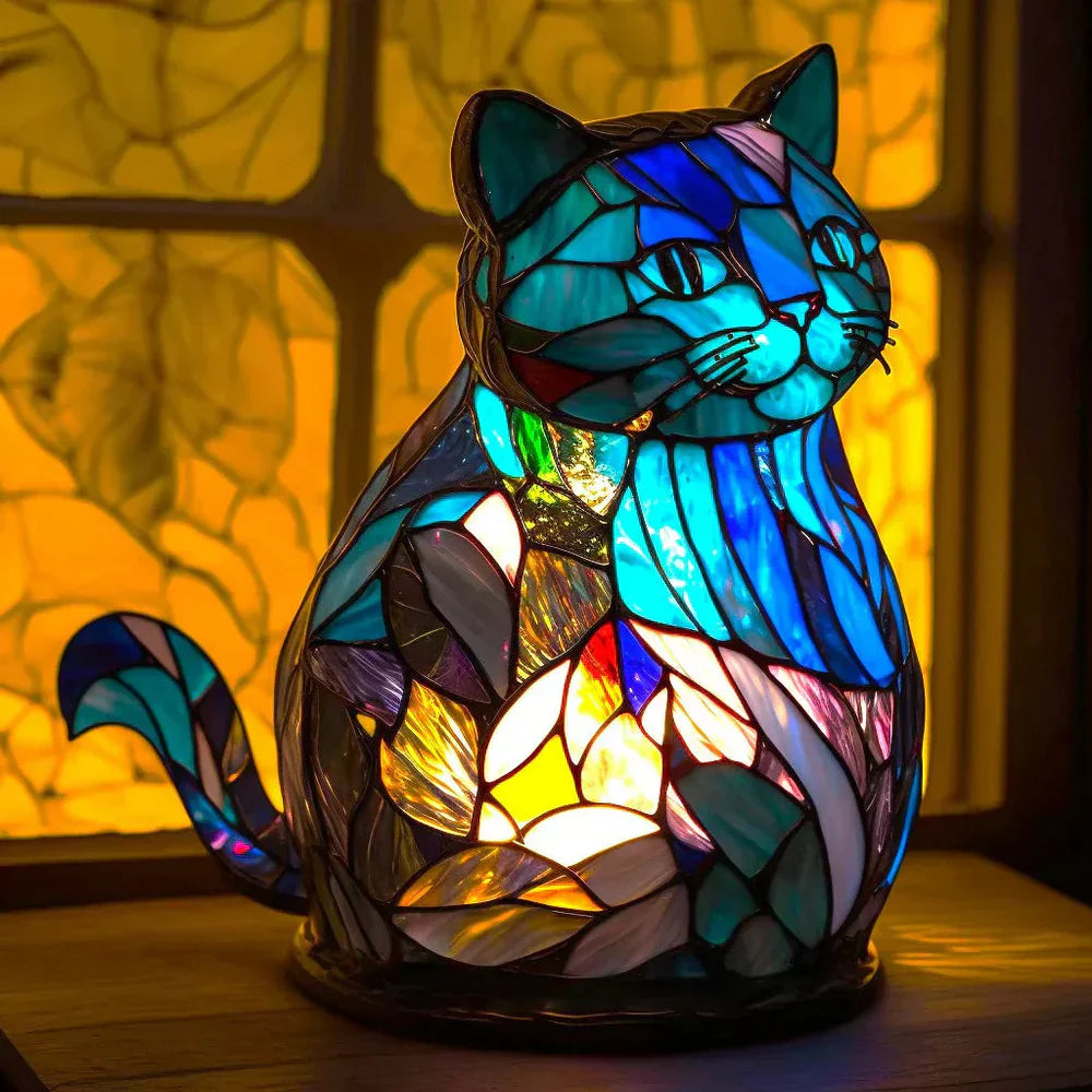 Stained Glass Animal Mosaic Table Lamp Decorative Night Light