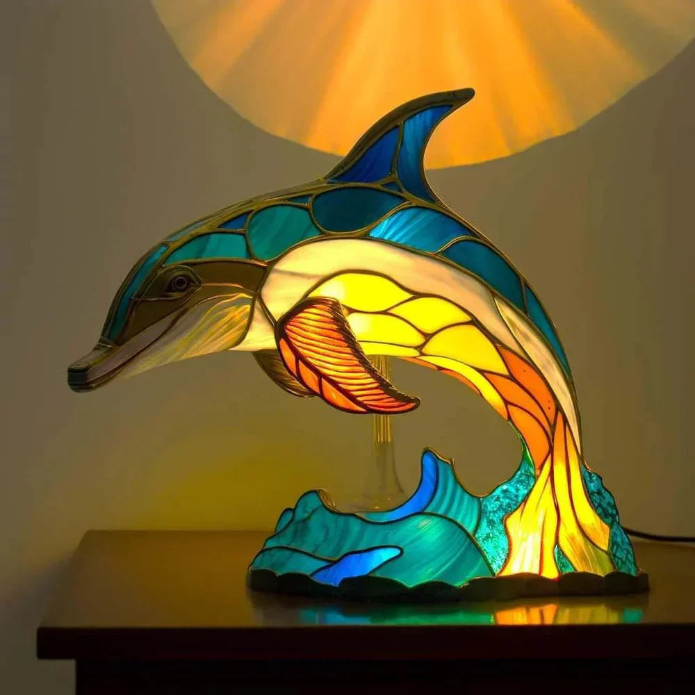 Stained Glass Animal Mosaic Table Lamp Decorative Night Light