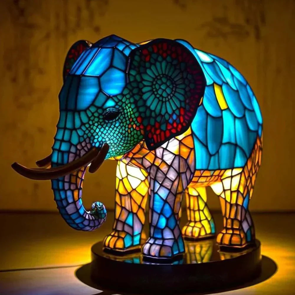Stained Glass Animal Mosaic Table Lamp Decorative Night Light
