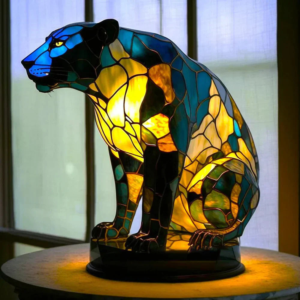 Stained Glass Animal Mosaic Table Lamp Decorative Night Light