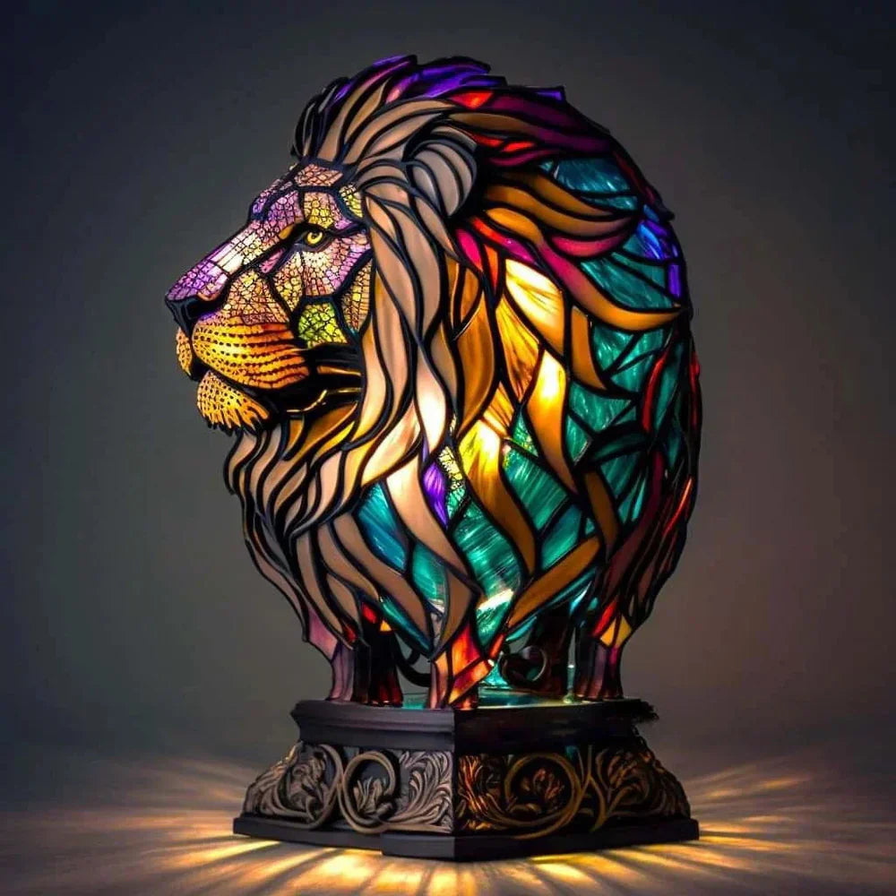 Stained Glass Animal Mosaic Table Lamp Decorative Night Light