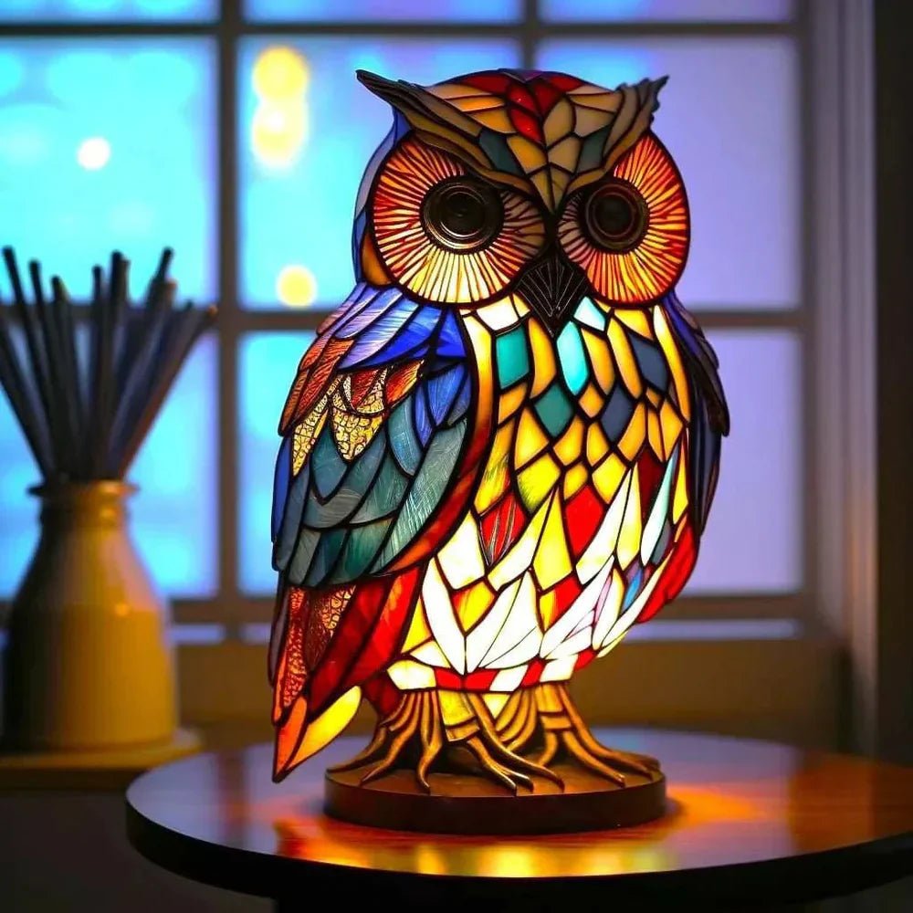 Stained Glass Animal Mosaic Table Lamp Decorative Night Light