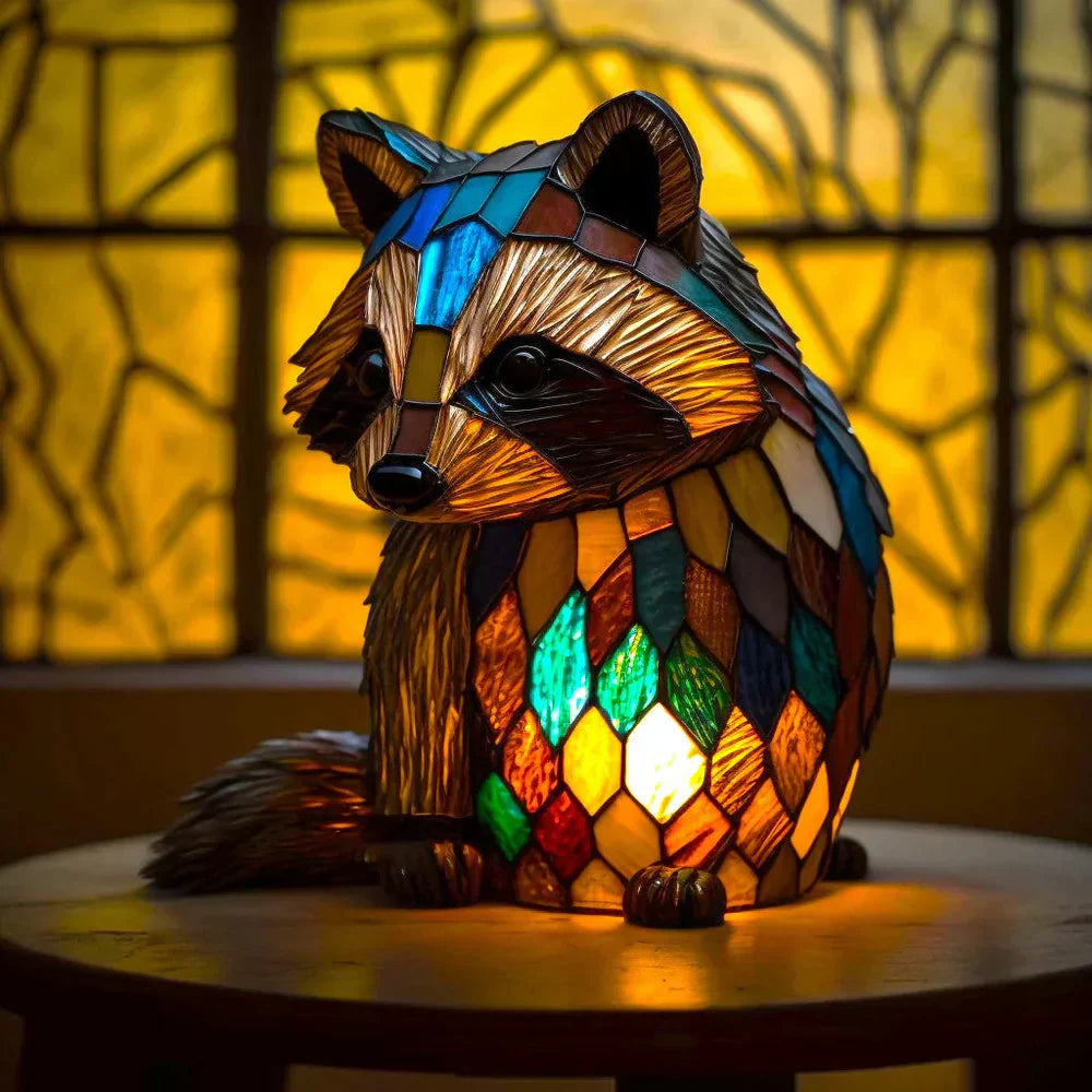 Stained Glass Animal Mosaic Table Lamp Decorative Night Light