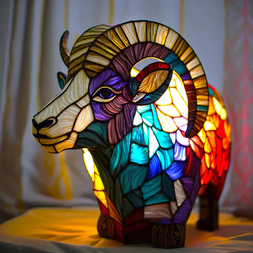 Stained Glass Animal Mosaic Table Lamp Decorative Night Light