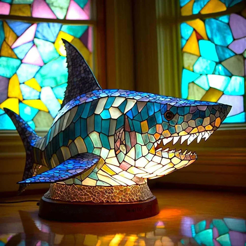 Stained Glass Animal Mosaic Table Lamp Decorative Night Light