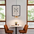 Modern Glass and Metal Pendant Light with Double Cylinder Shade