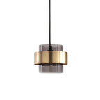 Modern Glass and Metal Pendant Light with Double Cylinder Shade