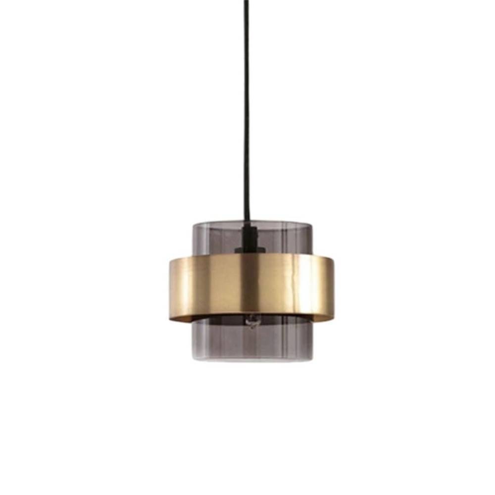 Modern Glass and Metal Pendant Light with Double Cylinder Shade