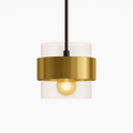 Modern Glass and Metal Pendant Light with Double Cylinder Shade