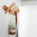 Solid Oak Wall Hook Rack Scandinavian Wooden Coat Rack Wall Mounted Peg Rail for Entryway Bathroom and Bedroom