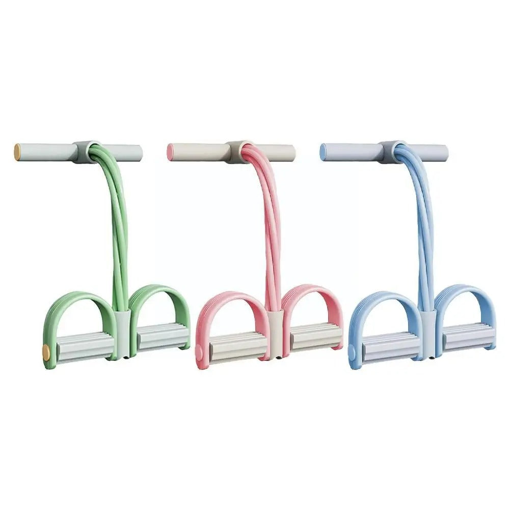 Pedal Resistance Band with Four Tubes Foot Pedal Pull Rope Home Workout Equipment with Foam Handles for Abs Arms Legs Yoga and Pilates