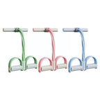 Pedal Resistance Band with Four Tubes Foot Pedal Pull Rope Home Workout Equipment with Foam Handles for Abs Arms Legs Yoga and Pilates